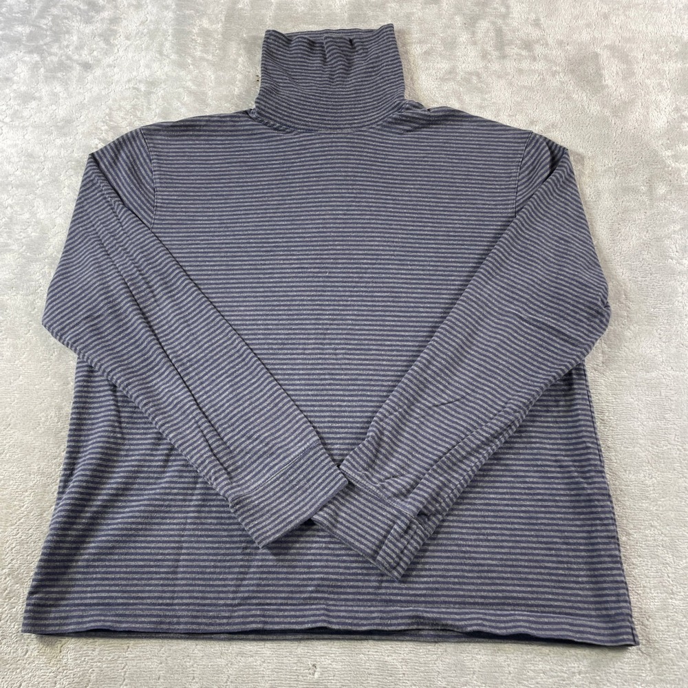 Polo Ralph Lauren Turtleneck Shirt Men XL Blue Striped Long Sleeve Casual Preppy